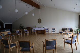 Unser großer Gemeinschaftssaal, der regelmäßig auch für den Gottesdienst genutzt wird.